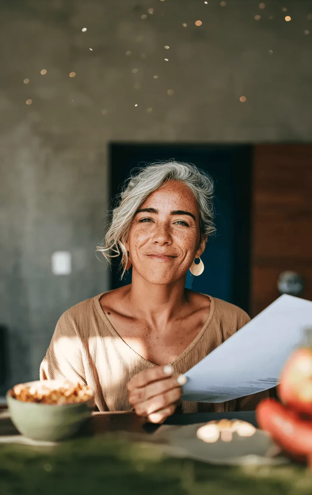 A Digbi member at home reviewing program results over a meal